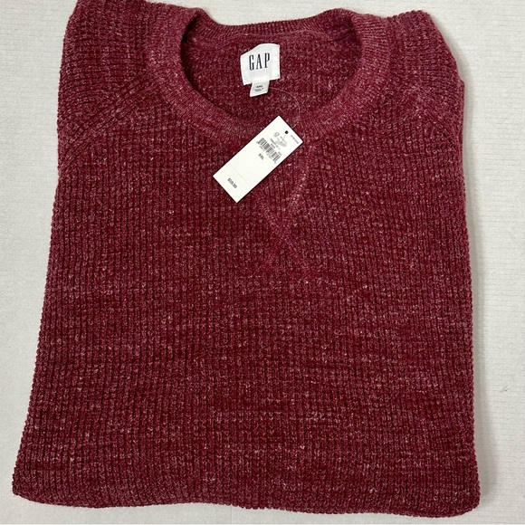 GAP Mens Sz XXL Red Raglan Long Sleeve Waffle Pullover Lumberjack Sweater Shirt - Picture 5 of 8